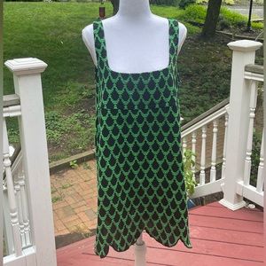 ZARA Navy & Green Knit Mini Dress Size L SUMMER STUNNER!